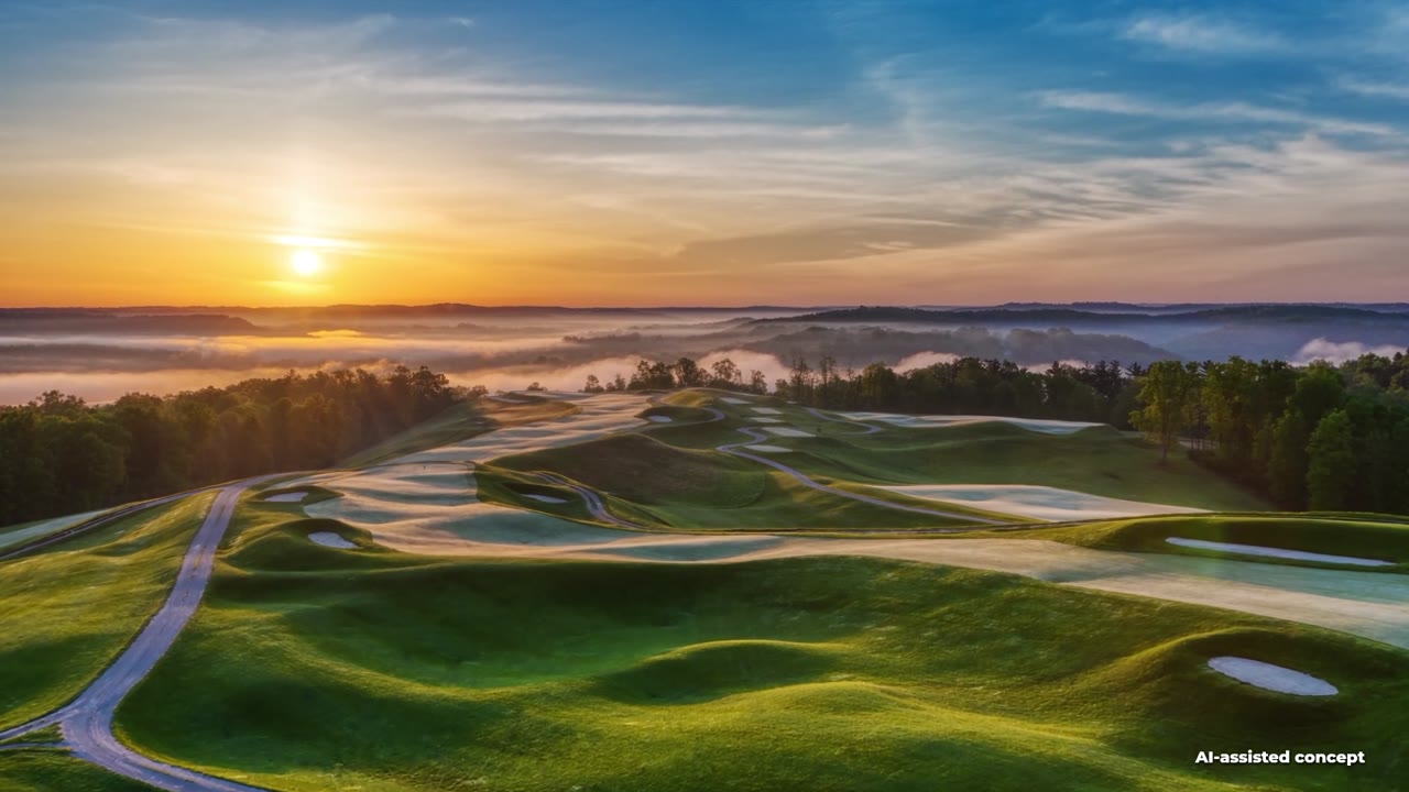 Course view from the French Lick Resort AI-assisted concept